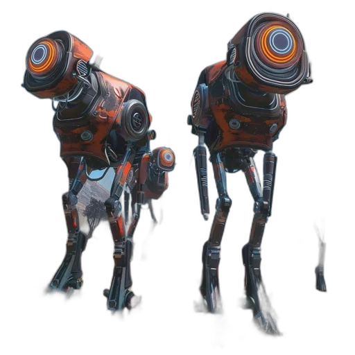 robot, creature, weapon, staff transparent PNG cut-out