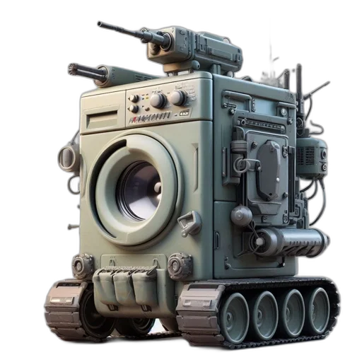 robot, weapon, concept art, 3d render transparent PNG cut-out