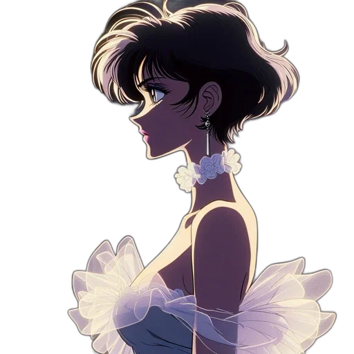 dress, crown, flower, anime transparent PNG cut-out