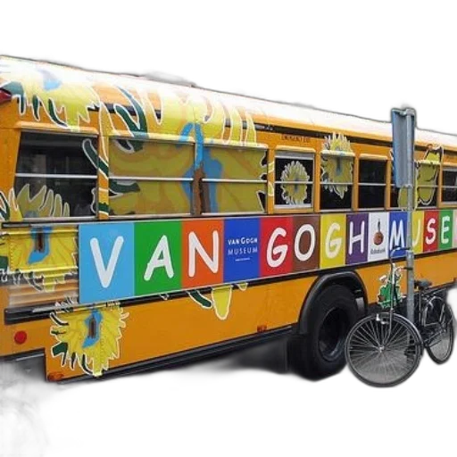 colorful, bus, words, van transparent PNG cut-out