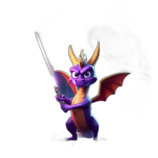 dragon, staff, sword, creature transparent PNG cut-out
