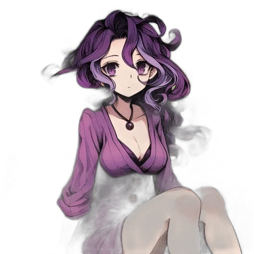 dress, staff, hair, creature transparent PNG cut-out