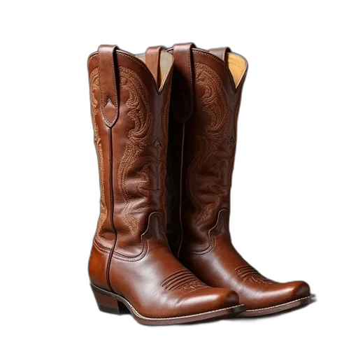 shoes, cowboy, boots, brown transparent PNG cut-out