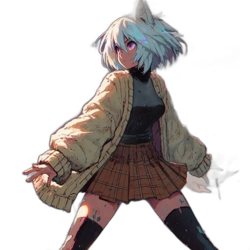 jacket, dress, staff, weapon transparent PNG cut-out