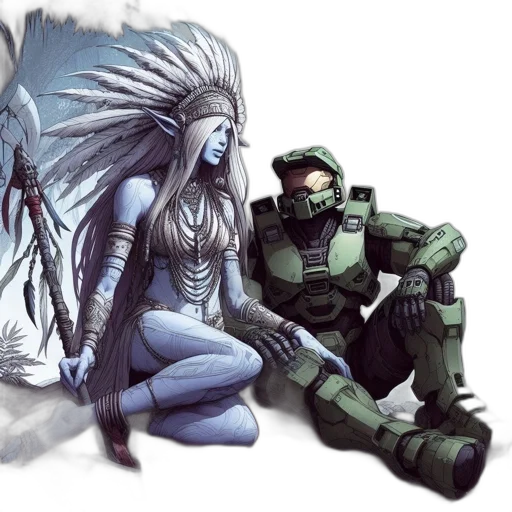 concept art, fantasy art, comic book art, cyberpunk transparent PNG cut-out
