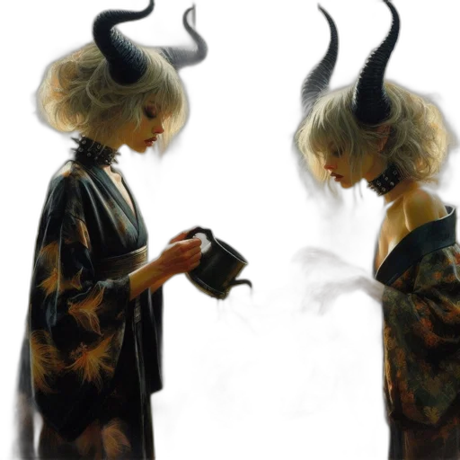 mask, dragon, hair, dress transparent PNG cut-out