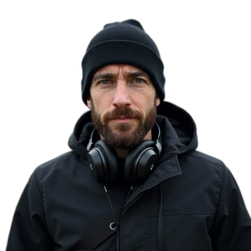jacket, staff, hat, face transparent PNG cut-out