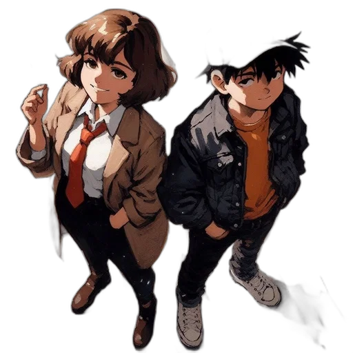 jacket, staff, concept art, anime transparent PNG cut-out