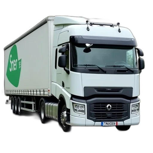 photorealistic, 3d render, white, semi-truck transparent PNG cut-out