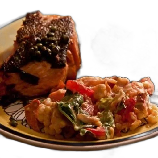 food, plate, serving, salmon transparent PNG cut-out
