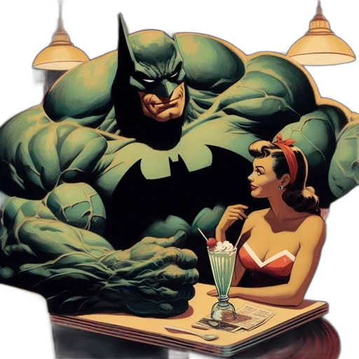 comic book art, concept art, neon lights, large transparent PNG cut-out