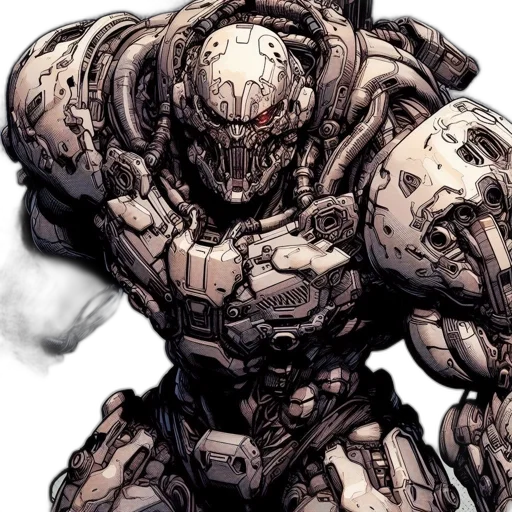 robot, face, comic book art, concept art transparent PNG cut-out