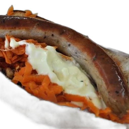 food, sausage, sandwich, shredded transparent PNG cut-out