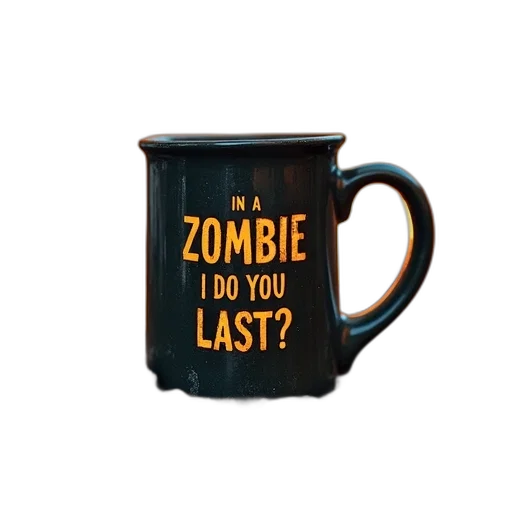 3d render, mug, words, zombie transparent PNG cut-out