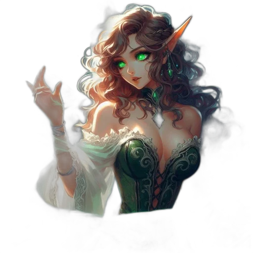 dress, staff, dragon, fantasy art transparent PNG cut-out
