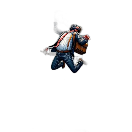 jacket, creature, staff, weapon transparent PNG cut-out