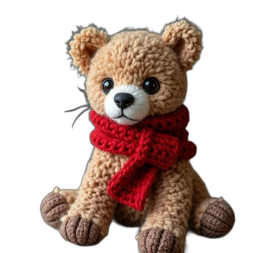 photorealistic, 3d render, crochet, animal transparent PNG cut-out