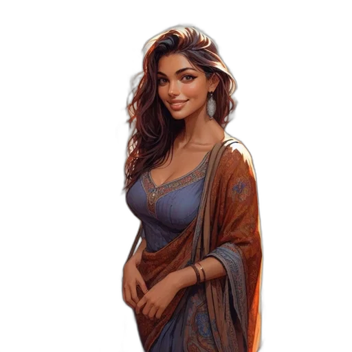dress, jewelry, face, oil painting transparent PNG cut-out