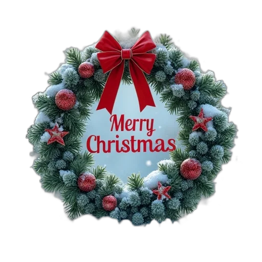 merry, christmas, wreath, card transparent PNG cut-out