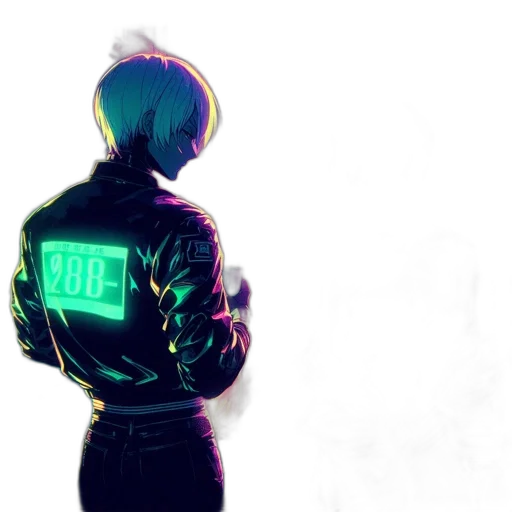 jacket, robot, staff, creature transparent PNG cut-out