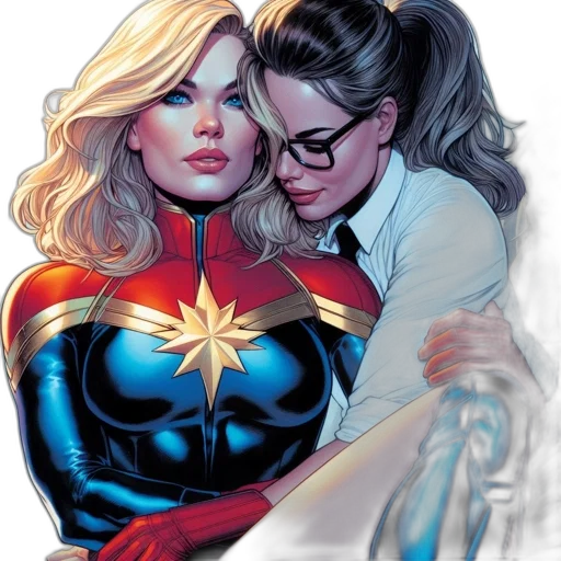 comic book art, concept art, two, women transparent PNG cut-out