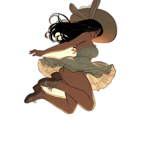 dress, hat, hair, creature transparent PNG cut-out