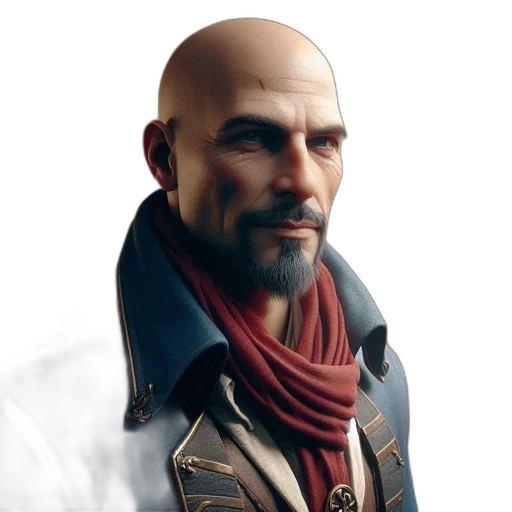 jacket, face, staff, weapon transparent PNG cut-out