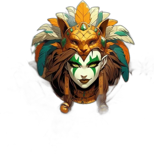 mask, crown, staff, animal transparent PNG cut-out