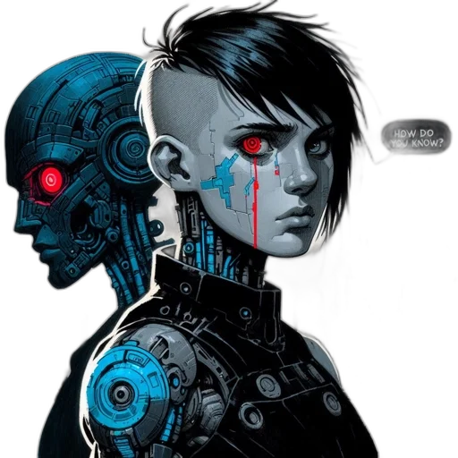 robot, cyberpunk, comic book art, concept art transparent PNG cut-out