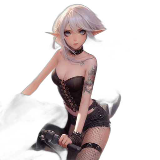 dress, staff, creature, robot transparent PNG cut-out