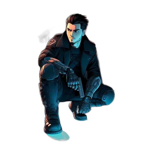 jacket, weapon, comic book art, concept art transparent PNG cut-out