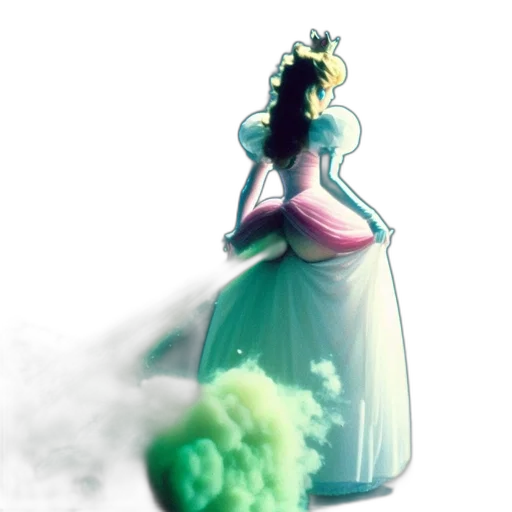 dress, crown, creature, staff transparent PNG cut-out