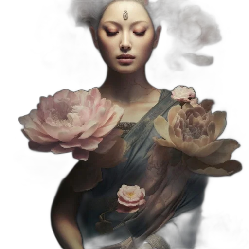 flower, dress, face, jewelry transparent PNG cut-out