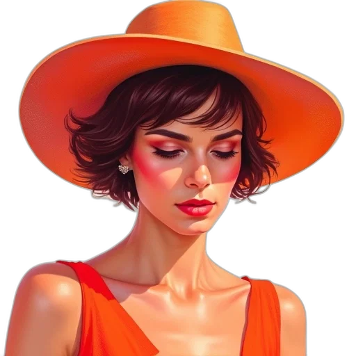 hat, face, dress, jewelry transparent PNG cut-out