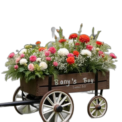 flower, car, photorealistic, 3d render transparent PNG cut-out