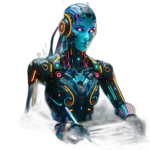 robot, jewelry, creature, staff transparent PNG cut-out