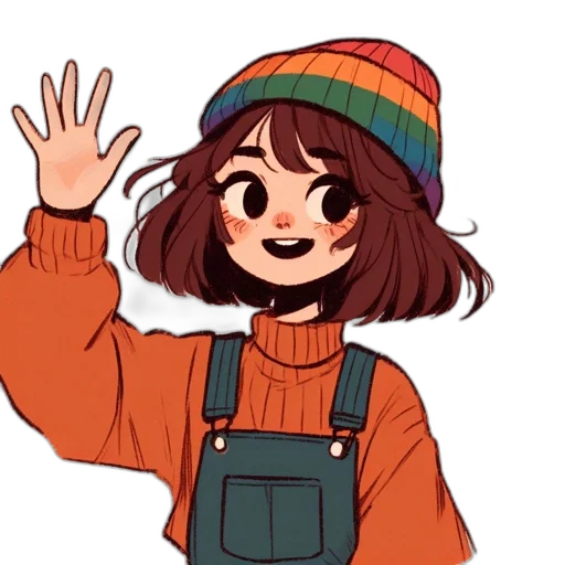 hat, jacket, creature, staff transparent PNG cut-out