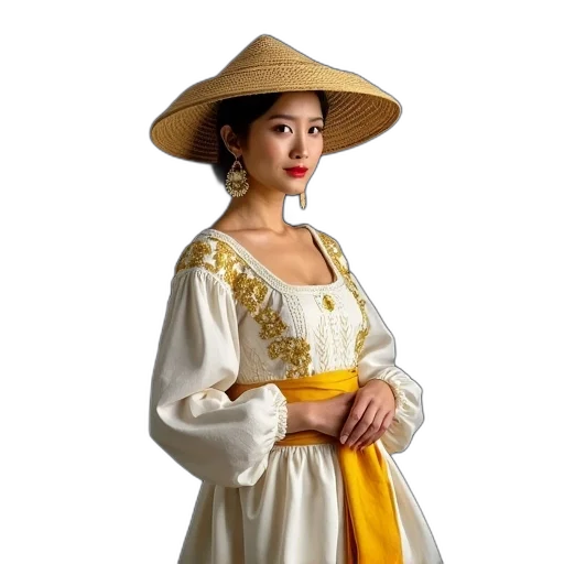 dress, hat, staff, crown transparent PNG cut-out