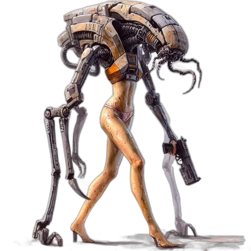 robot, creature, weapon, concept art transparent PNG cut-out