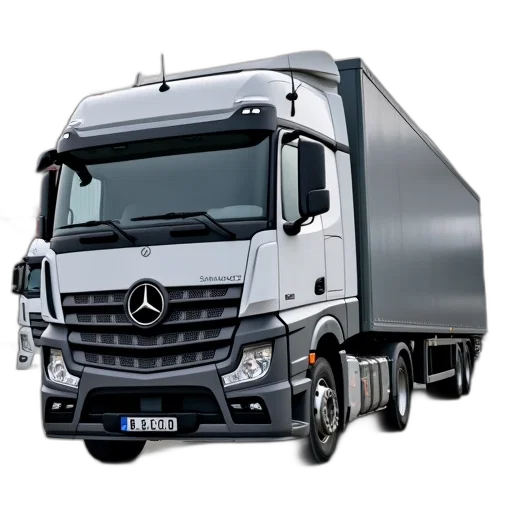 photorealistic, mercedes-benz, truck, parked transparent PNG cut-out