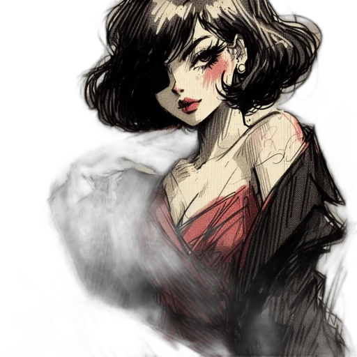 dress, comic book art, watercolor, fantasy art transparent PNG cut-out