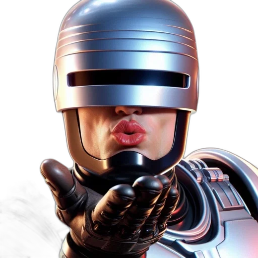 robot, face, 3d render, concept art transparent PNG cut-out