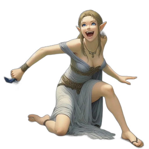 dress, staff, creature, jewelry transparent PNG cut-out