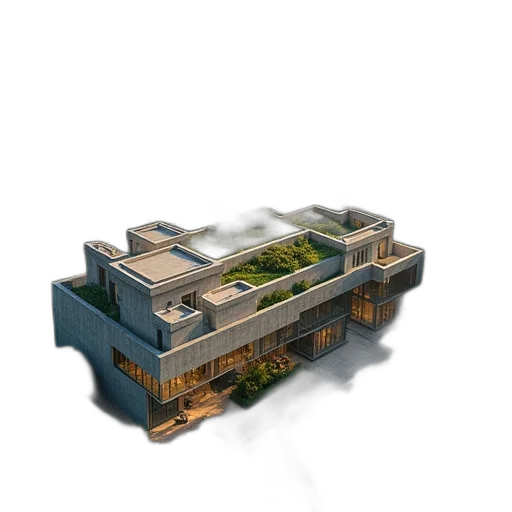 building, weapon, 3d render, concept art transparent PNG cut-out