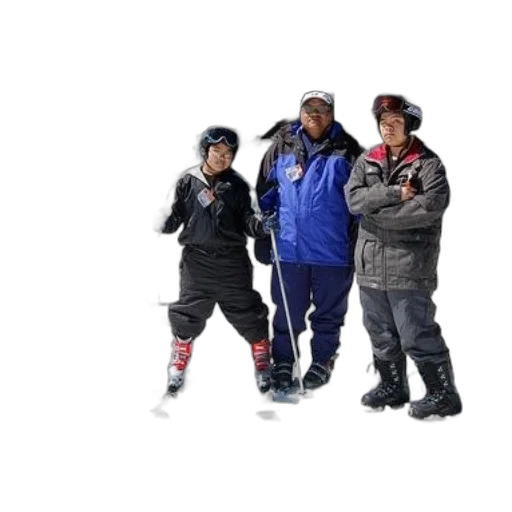 jacket, staff, snow, three transparent PNG cut-out