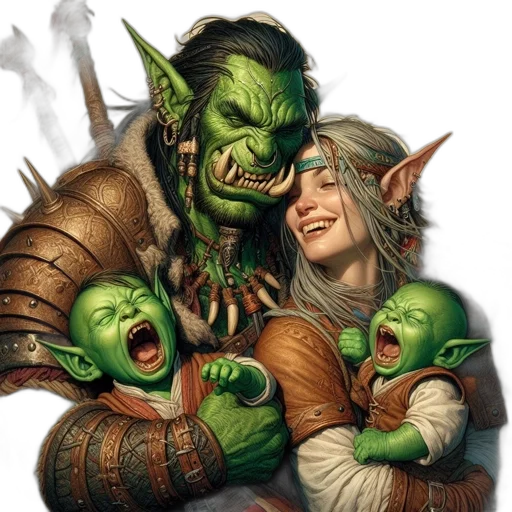 fantasy art, concept art, green, orc transparent PNG cut-out