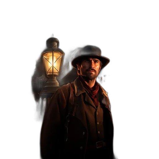 hat, staff, jacket, face transparent PNG cut-out