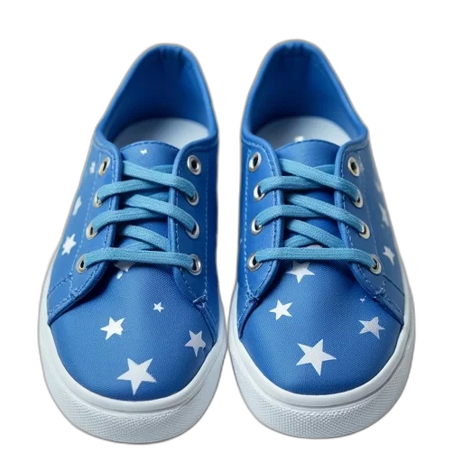 shoes, photorealistic, 3d render, blue transparent PNG cut-out