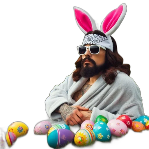 man, beard, bunny, ears transparent PNG cut-out