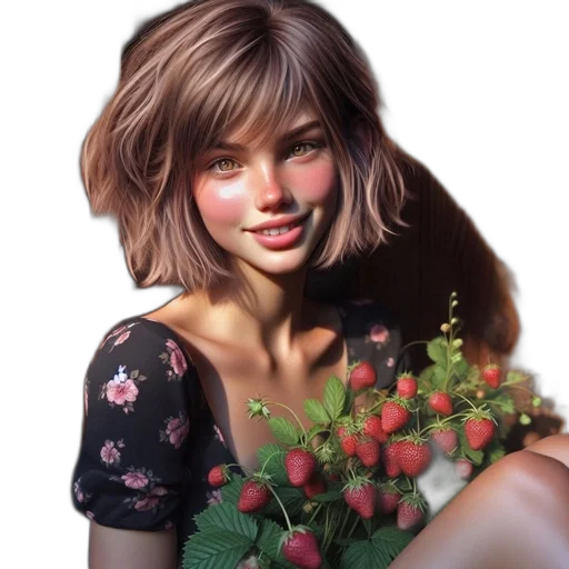 face, flower, dress, hair transparent PNG cut-out